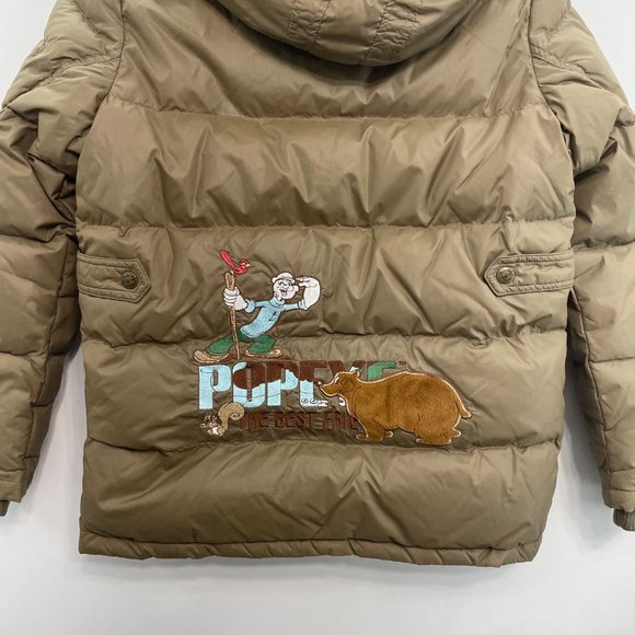 Popeye Jacket King Features Syndicate Puffer Down Embroidered Kids Tan Youth L - Picture 11 of 15